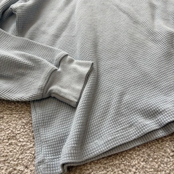 TNA Waffle Knit Turtleneck Top Womens S Light Blue Relaxed Casual Loungewear - Picture 3 of 7